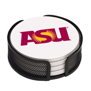 THIRSTYSTONE Arizona State University Collegiate Gift Set 5 Piece Coaster Set with Holder