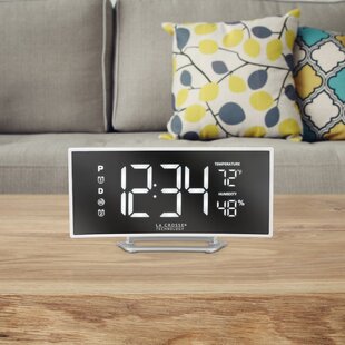 LA CROSSE TECHNOLOGY Modern & Contemporary Digital Electric Tabletop Clock with Alarm in White