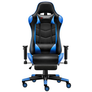 JL Comfurni JD-S0 Adjustable Reclining Ergonomic Faux Leather Swiveling PC & Racing Game Chair with Footrest