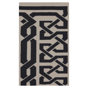 BETH LACEFIELD FOR SURYA Alameda Abstract Handmade Flatweave Wool White/Black Area Rug