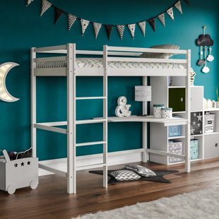 LATITUDE RUN Muskoka Single (3') Bed Frames High Sleeper Loft Bed with Built-in-Desk