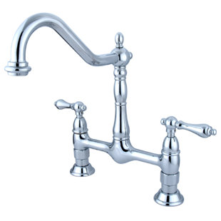 Kingston Brass Heritage Two-Handle 2-Hole Deck Mount Bridge Kitchen Faucet