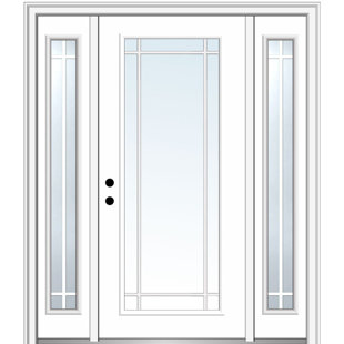 VERONA HOME DESIGN Internal Prairie Grilles Primed Steel Prehung Front Entry Doors