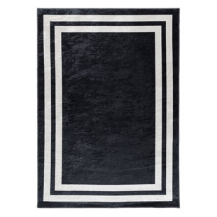 SEHRAZAT Caimas Geometric Hand Woven Flatweave Black Area Rug