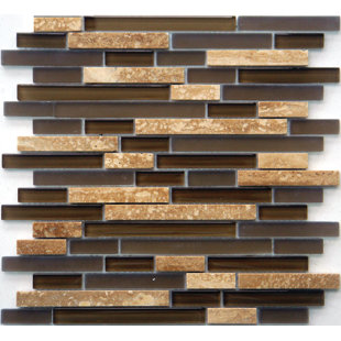 BELLA VIA 12" x 13" Natural Stone/Glass Linear Mosaic Wall & Floor Tile