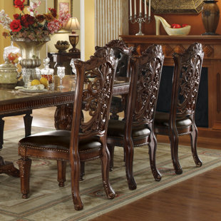 A&J HOMES STUDIO Vendome Upholstered Queen Anne Back Side Chair in Cherry (Set of 2)