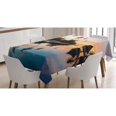 Ambesonne Tropical Tablecloth Tropical Sunset Moorea French Polynesia Reflection Resort Scenic Waterscape Rectangular Table Cover For Dining Room Ki