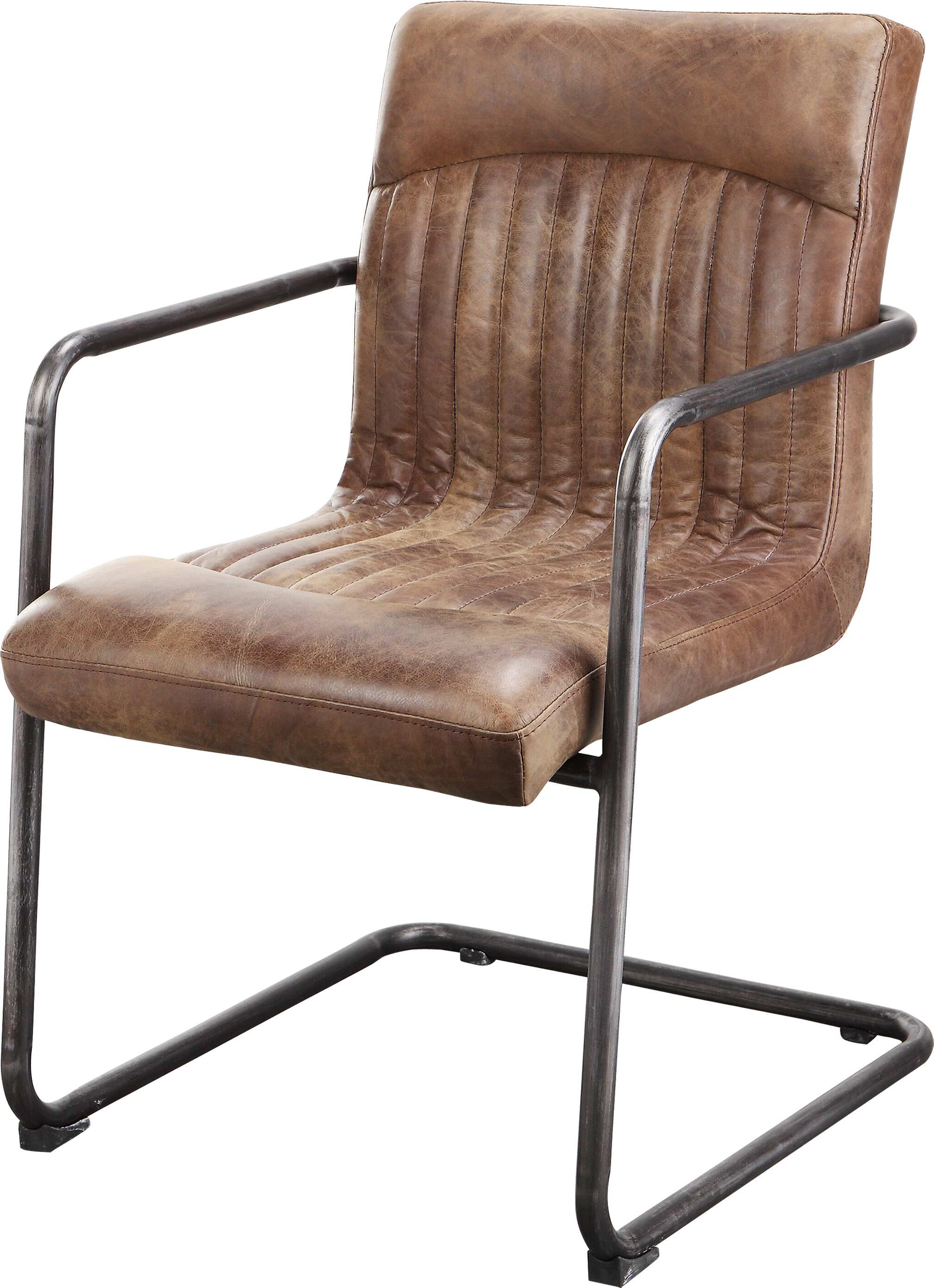 17 Stories Belmiro Genuine Leather Upholstered Arm Chair In Brown Reviews Wayfair