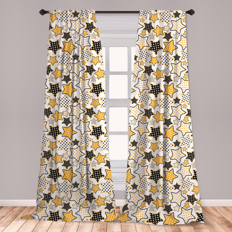 East Urban Home Ambesonne Yellow Curtains Yellow And Black Stars