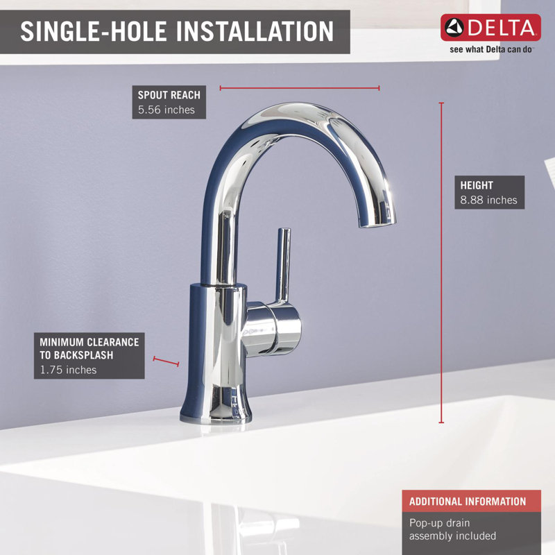 Trinsic Single Hole Bathroom Faucet With Drain Assembly And