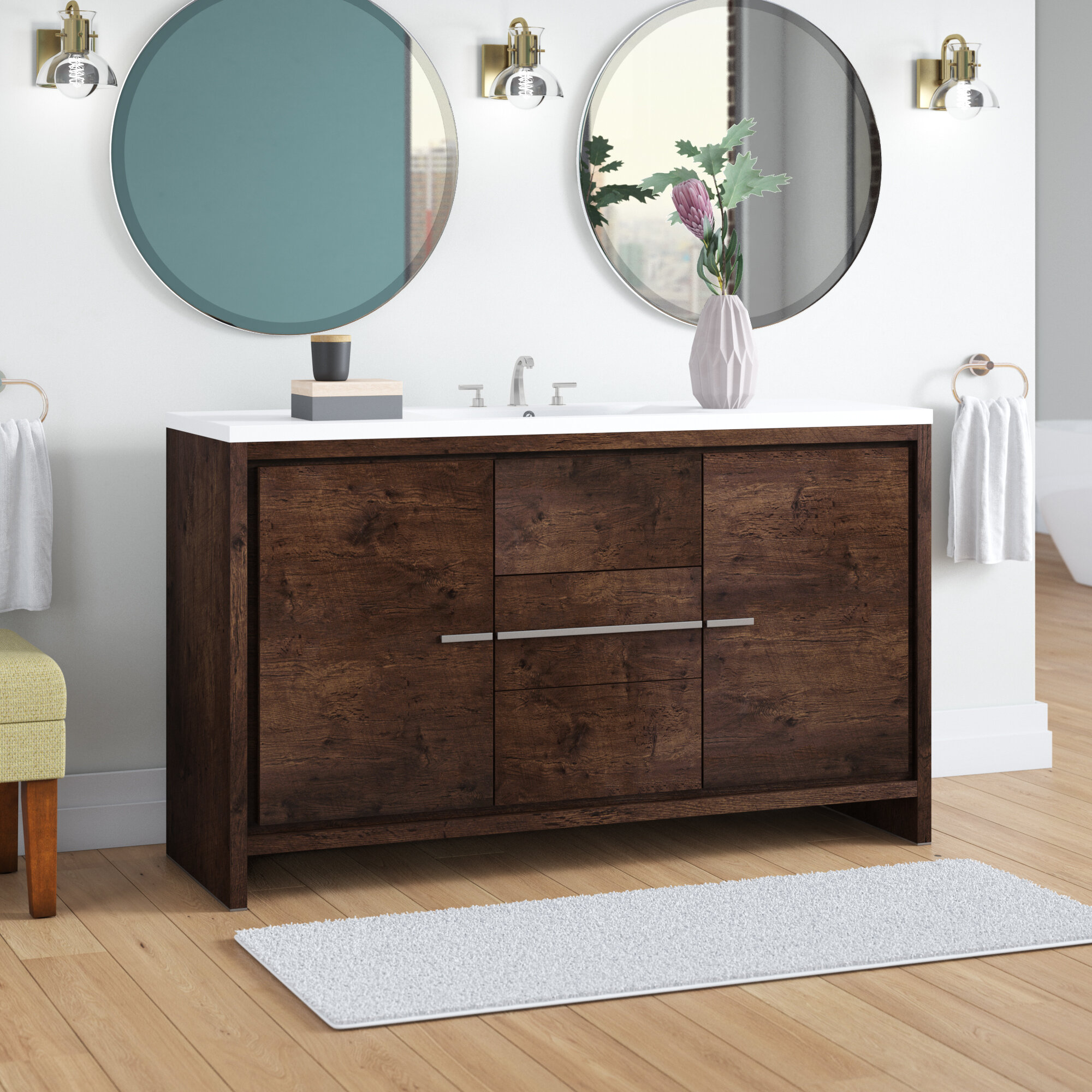 Ivy Bronx Harger Modern 59 Single Bathroom Vanity Set Reviews Wayfair