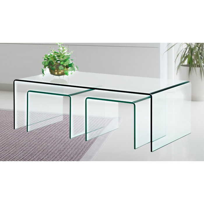 Clear Bent Gl 3 Piece Nesting Tables Clear Bent Gl 3 Piece Nesting Tables