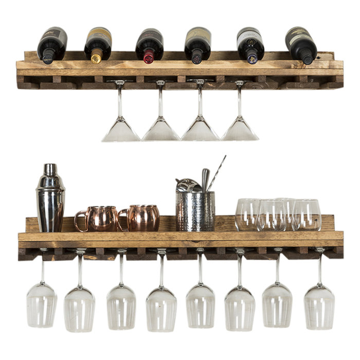Bernardo Rustic Luxe Tiered Wall Mounted Wine Gl Rack Bernardo Rustic Luxe Tiered Wall Mounted Wine Gl Rack