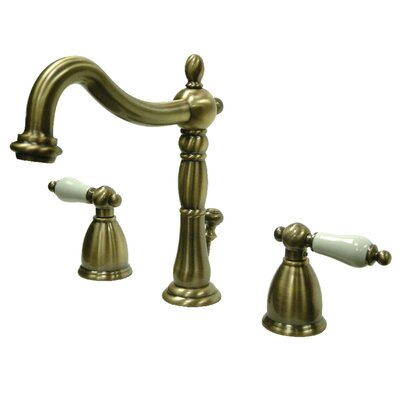 Kingston Brass Heritage Widespread Bathroom Faucet With Drain