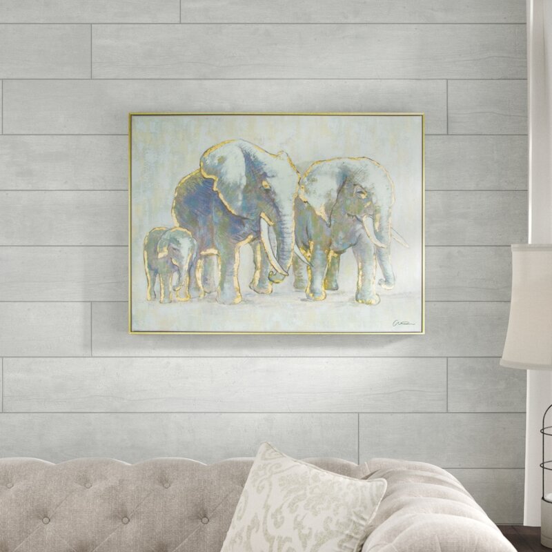 Elephant Family Mom and Five Baby Watercolor Print Quote Art Print For Mother