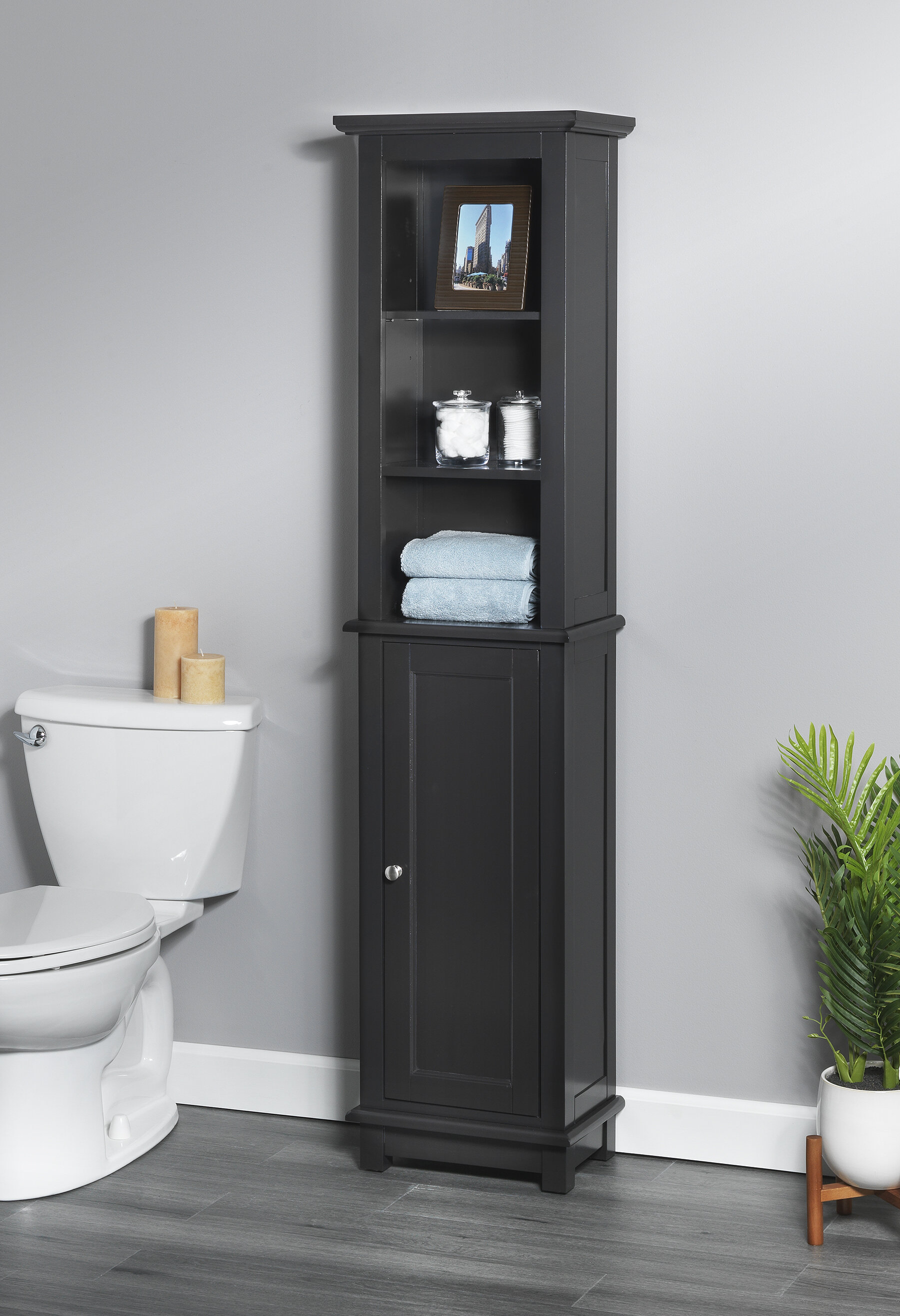 Tosca Bath Storage Linen Tower With Quick Snap Espresso Finish