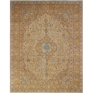 One-of-a-Kind Distressed Overdyed Arsh Hand-Knotted Beige Area Rug