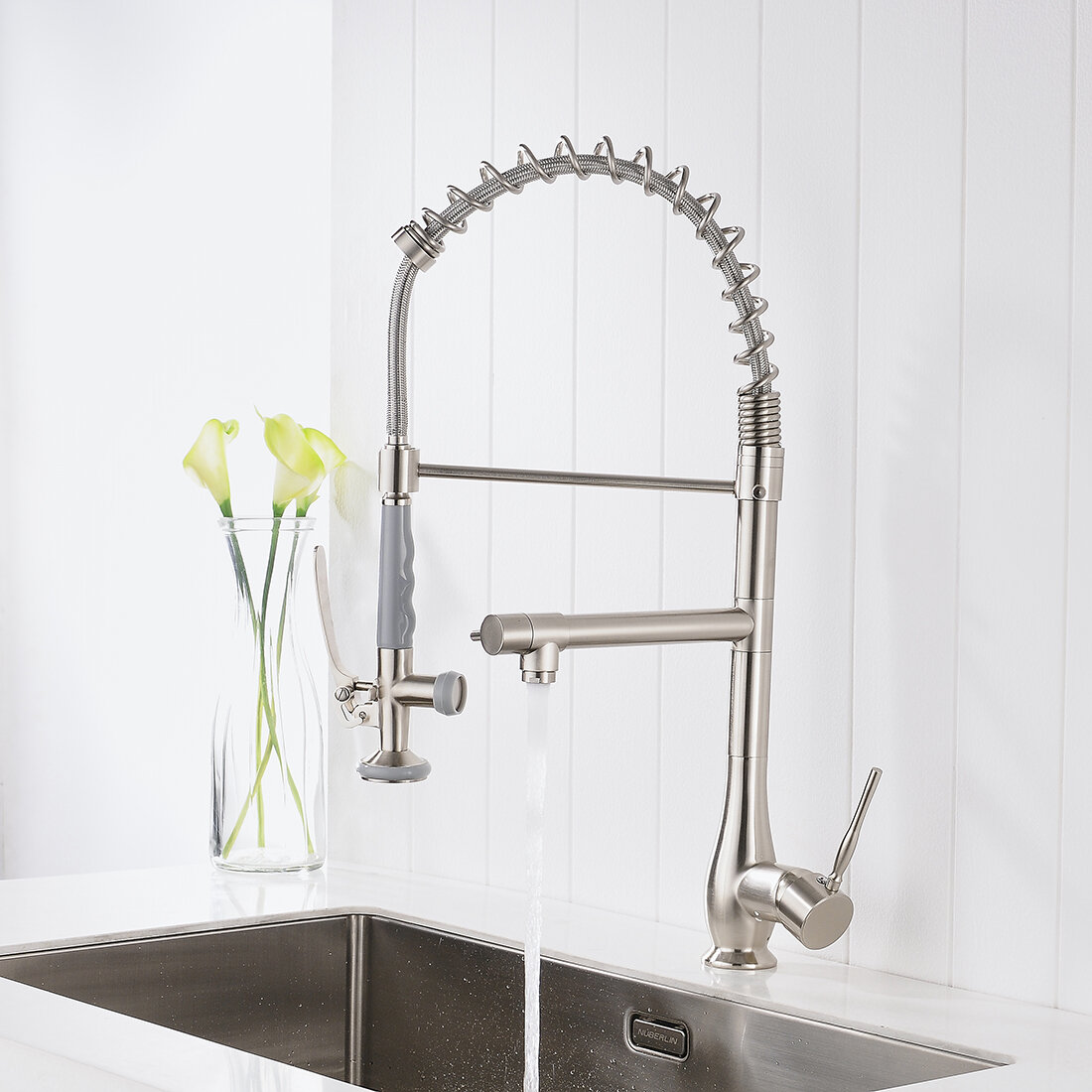 Fapully Pull Down Single Handle Kitchen Faucet With Supply Lines 