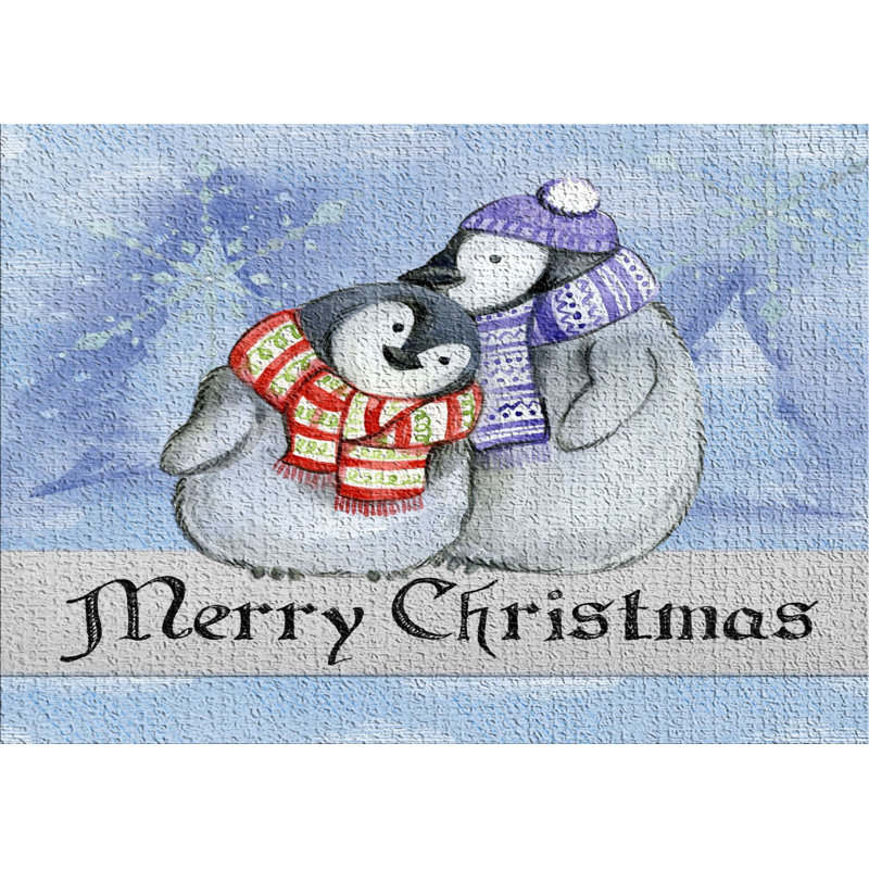 East Urban Home Merry Christmas Blue Area Rug Wayfair