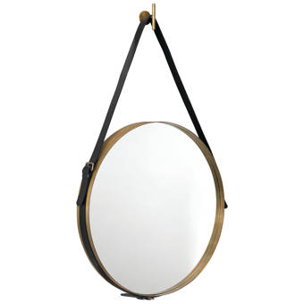Jamie Young Company Large Round Mirror In Antique Brass Black