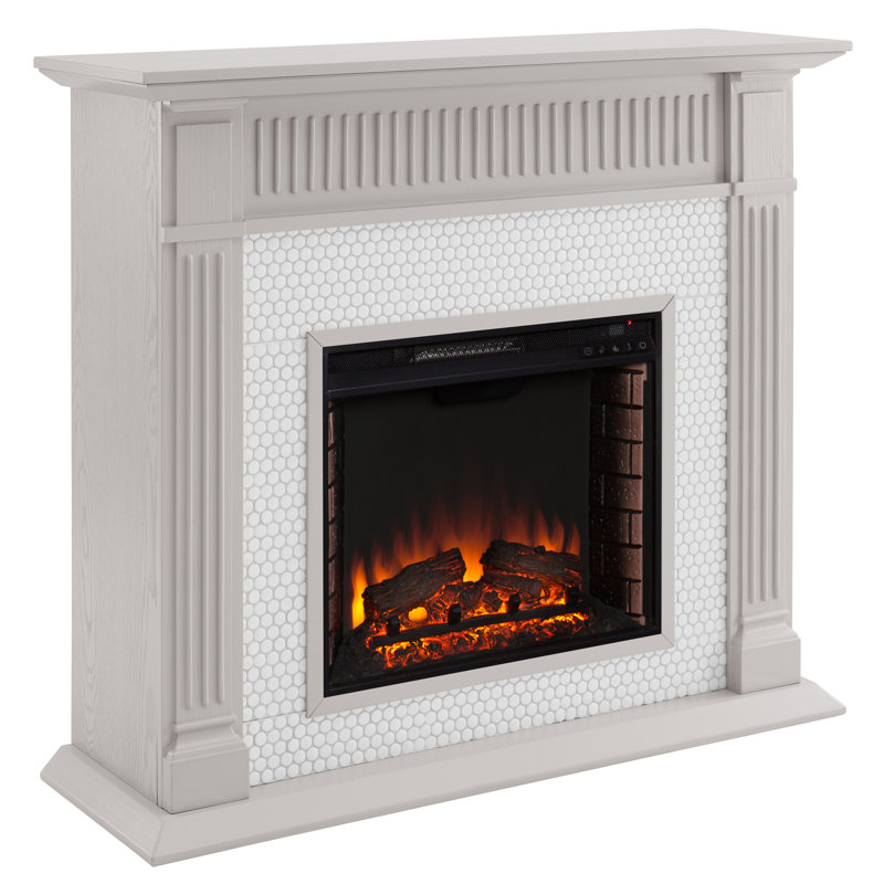 Ophelia Co Chessing Penny Tiled Electric Fireplace Wayfair
