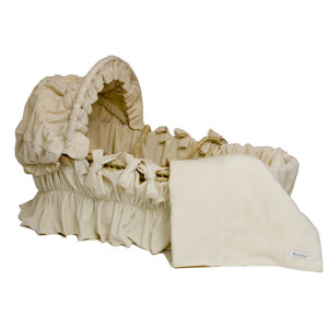 Ivory Velour Moses Basket Bedding Set With Canopy