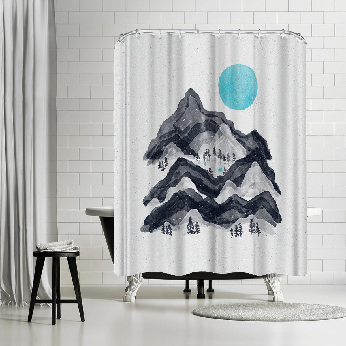 East Urban Home Ndtank Sun In Moon Lake Single Shower Curtain