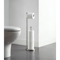 Freestanding Toilet Paper Holder Spot Resist Brushed Nickel Convenient Reach 