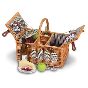 4 Person Picnic Basket with Removable Insulated Cooler