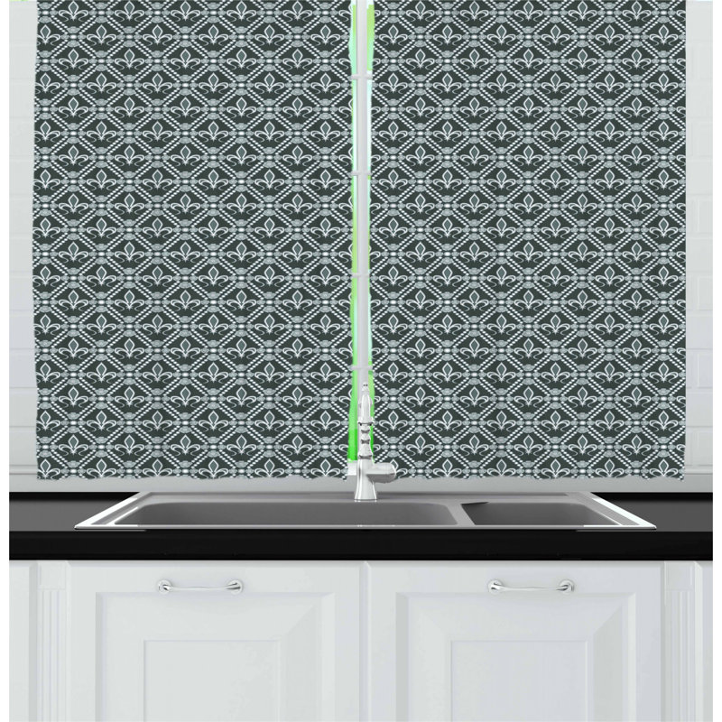 East Urban Home Fleur De Lis Kitchen Curtain Wayfair