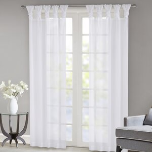 Kater Twisted Voile Solid Sheer Tab Top Curtain Panels (Set of 2)