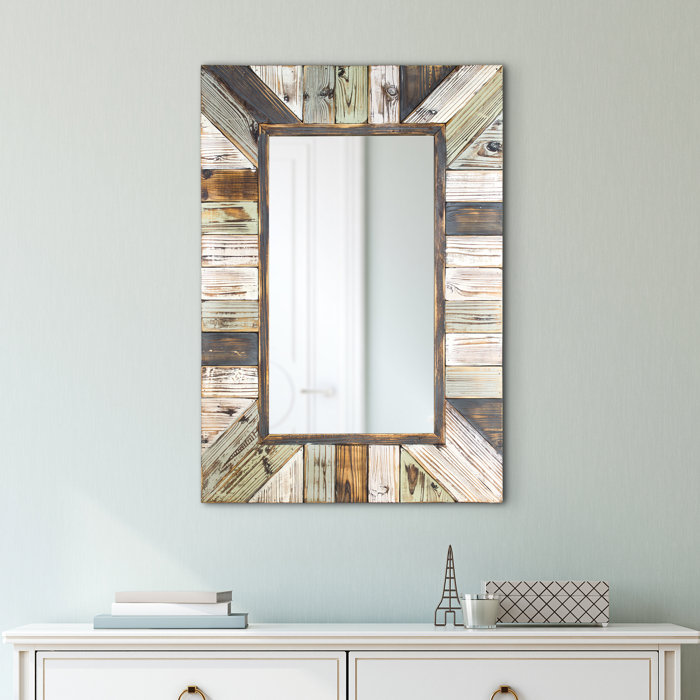 Whitlock Rustic Wood Plank Rectangular Framed Wall Mirror Whitlock Rustic Wood Plank Rectangular Framed Wall Mirror