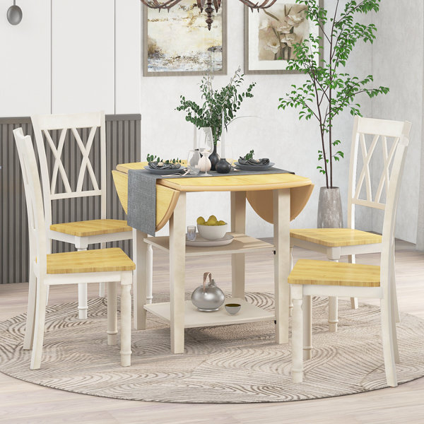 4 X White Designer Dining Chairs and table Set Matte Wooden Leg Table Chairs 