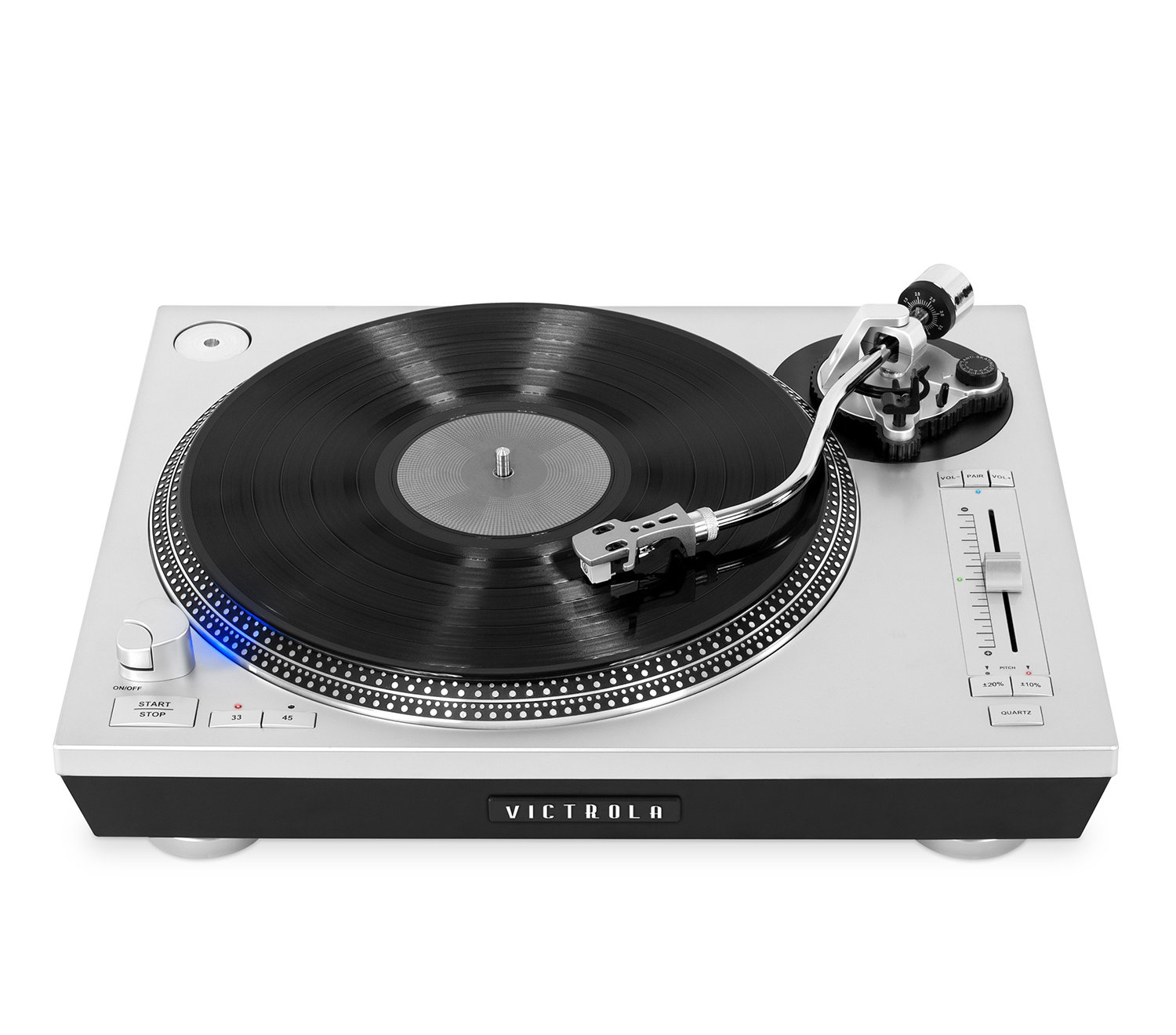 victrola modern matte black turntable with bluetooth speakers