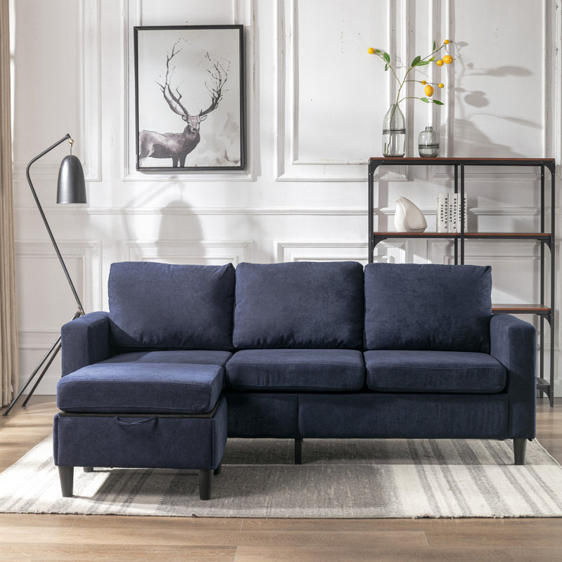 L-Shape Sofa with Movable Ottoman & Handy Side Pocket for Small Space L-Shape Sofa with Movable Ottoman & Handy Side Pocket for Small Space
