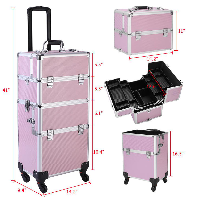 Symple Stuff Gwynn Cosmetic Makeup Case Salon Tool Organizer
