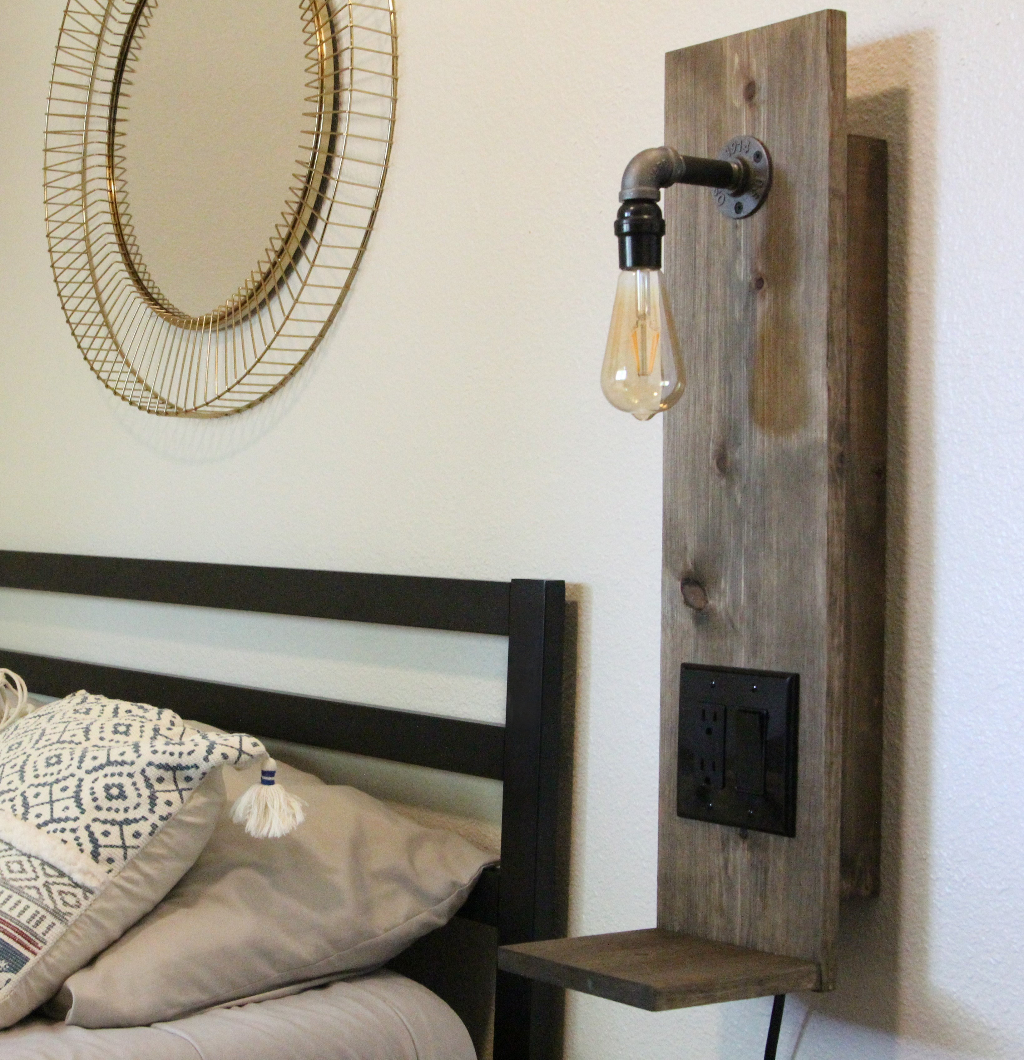 floating nightstand with light