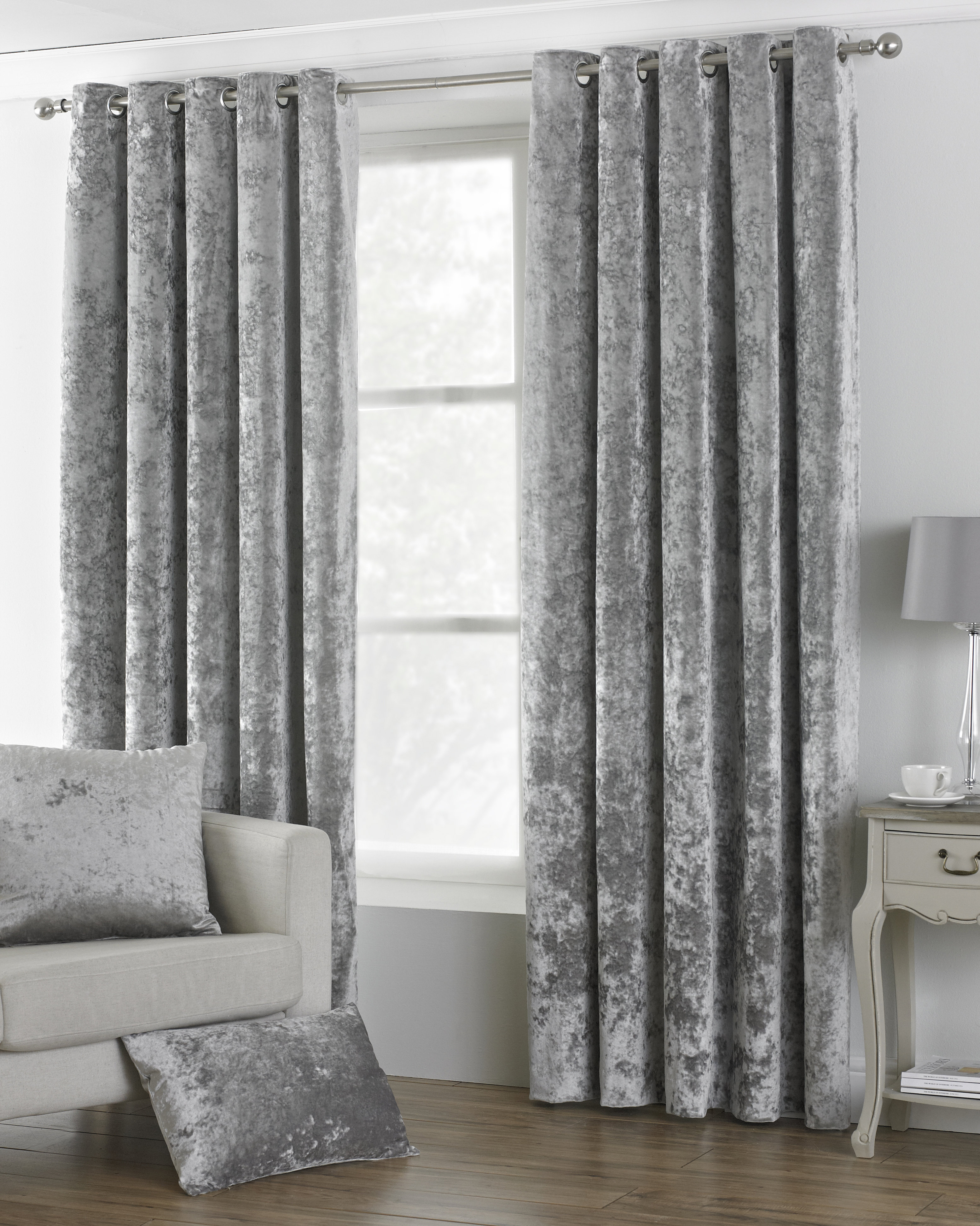 Light Grey Crushed Velvet Curtains Baser Vtngcf Org