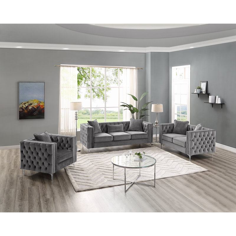 Peasely 3 Piece Standard Living Room Set