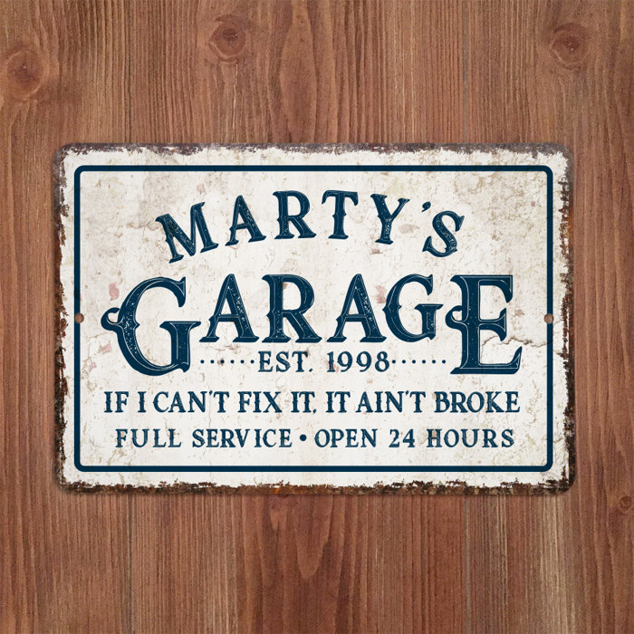 Dads Garage Metal Sign With Enamelled Finis Vintage Sign Designs