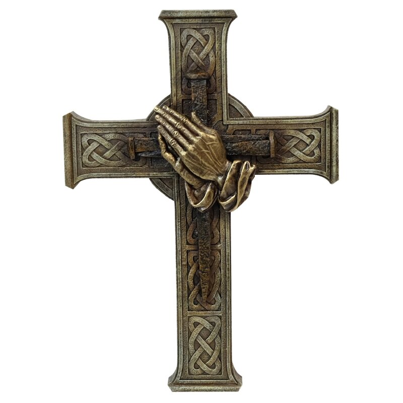 Celtic Architecture Cross with Nails and Praying Hands