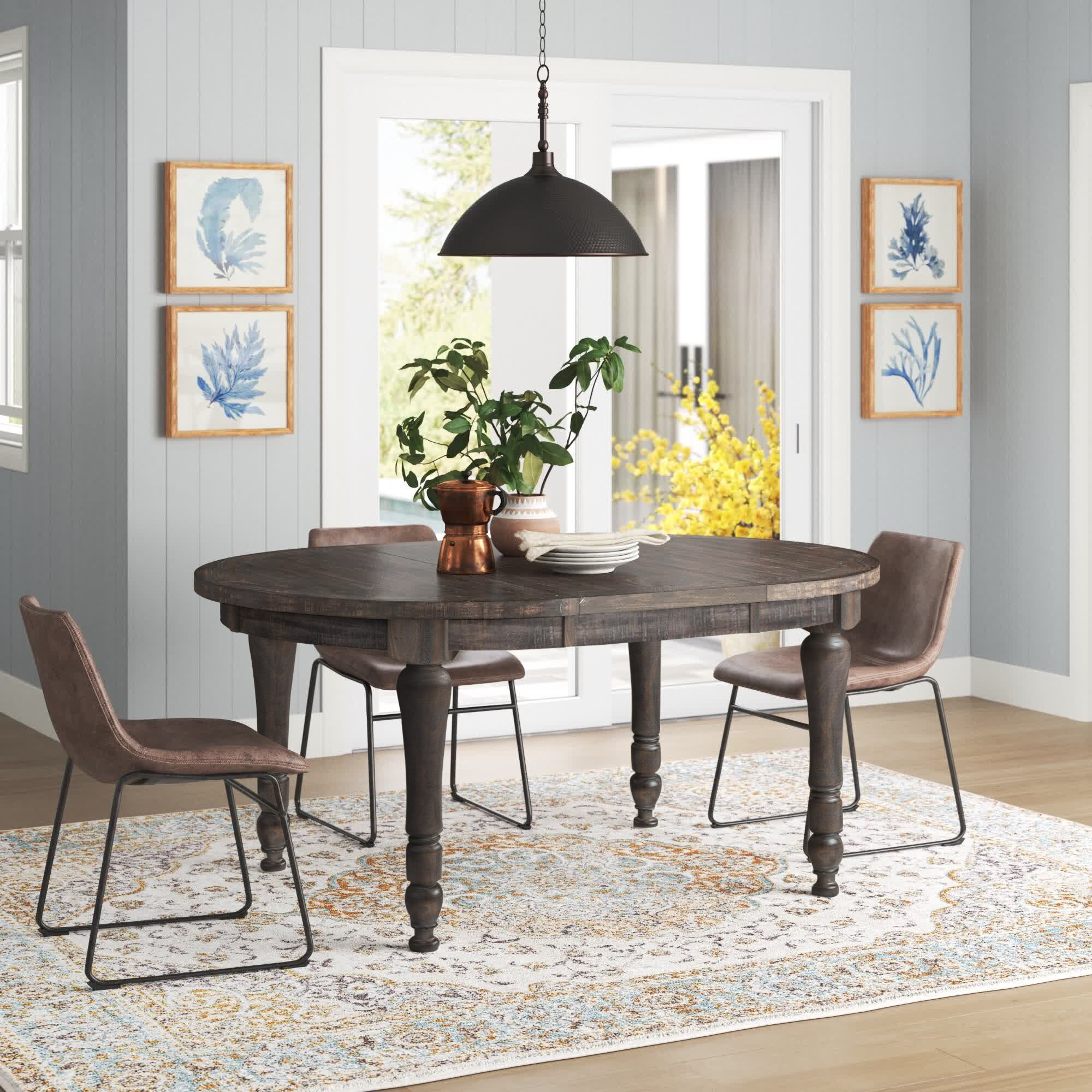 oak table and benches