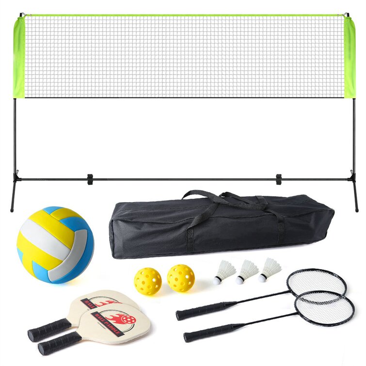 17'X2' Portable Height Adjustable Badminton Volleyball Tennis Pickleball Net Set 