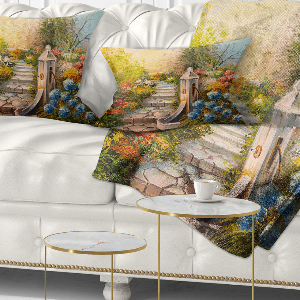 East Urban Home Landscape Stone Stairs In Forest Lumbar Pillow Wayfair