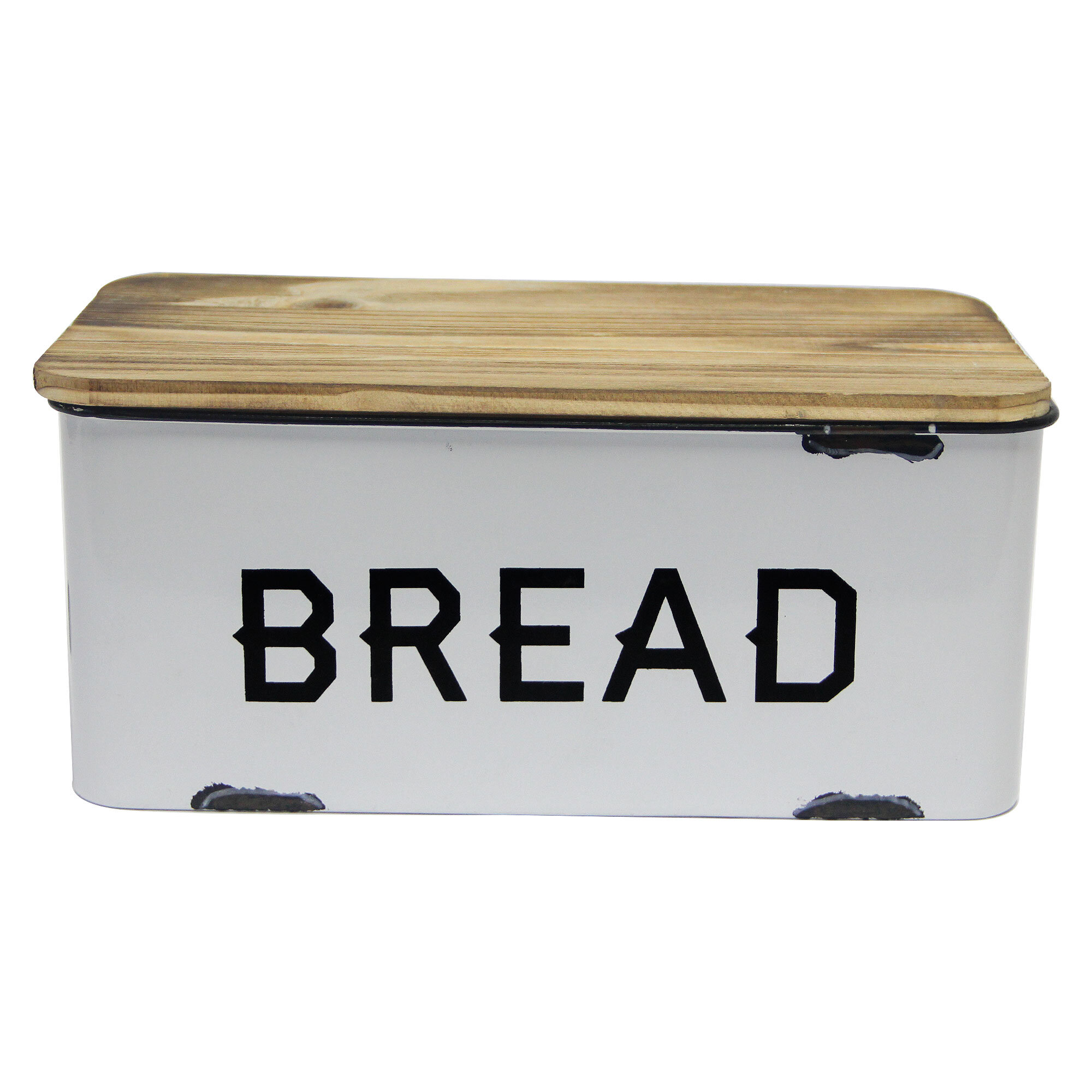 Wooden Loaf Bread Bin Kitchen Drop Down Front Lid Food Storage Container Grey