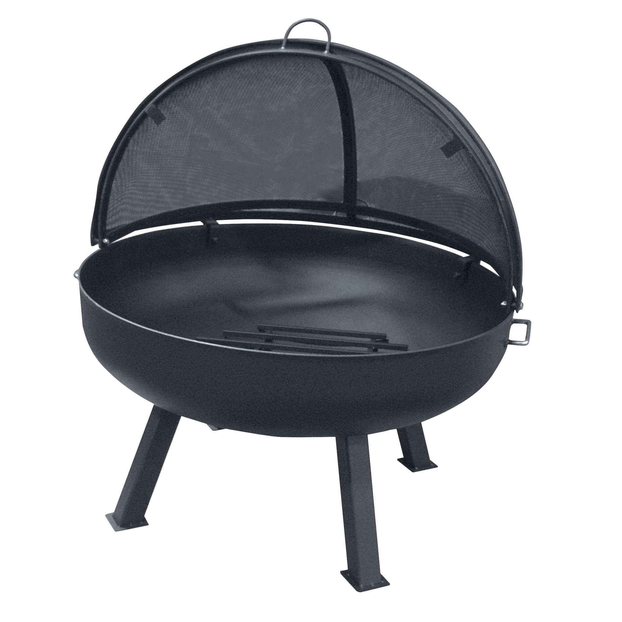 Corrigan Studio® Masterflame 30 Round Fire Pit with Round 4 Leg Base, SS Pivot Screen and Grate