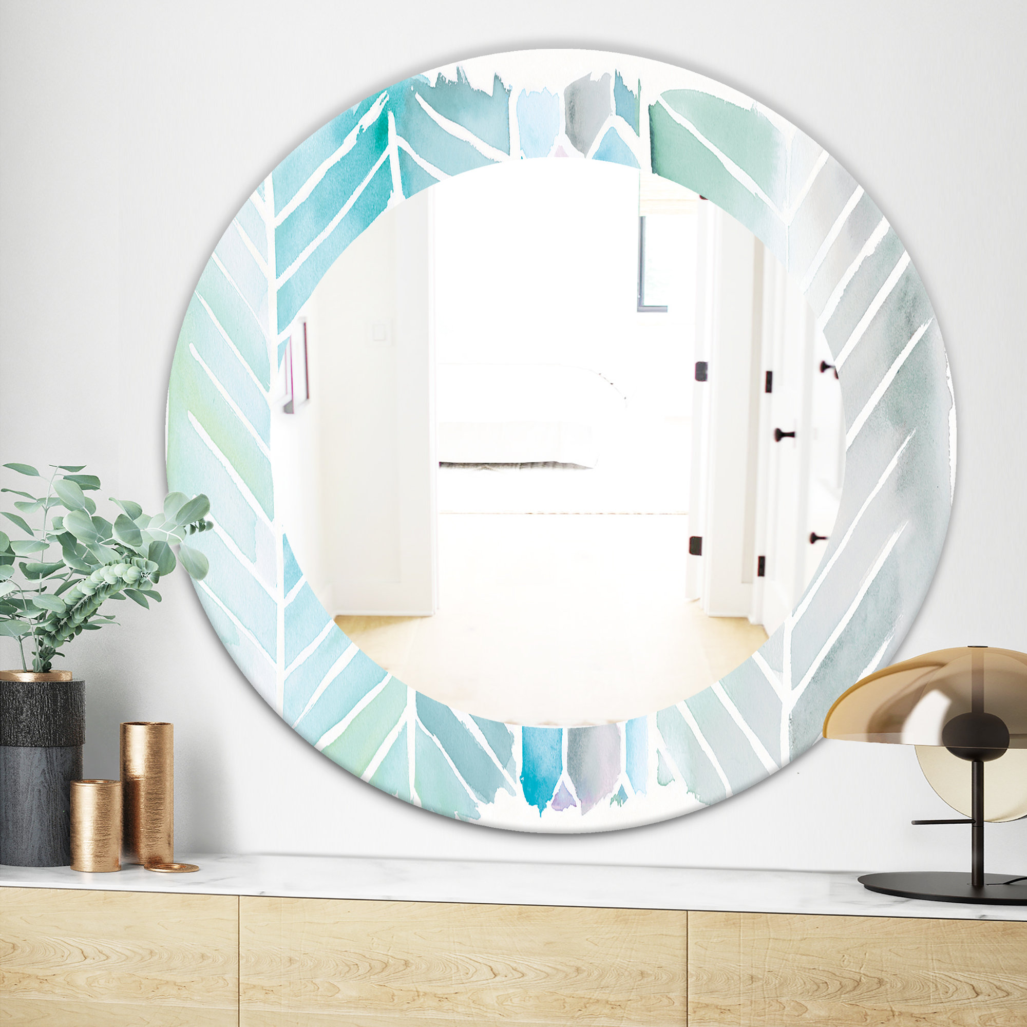 East Urban Home Watercolor Geometric Swatch Element Iv Wall Mirror