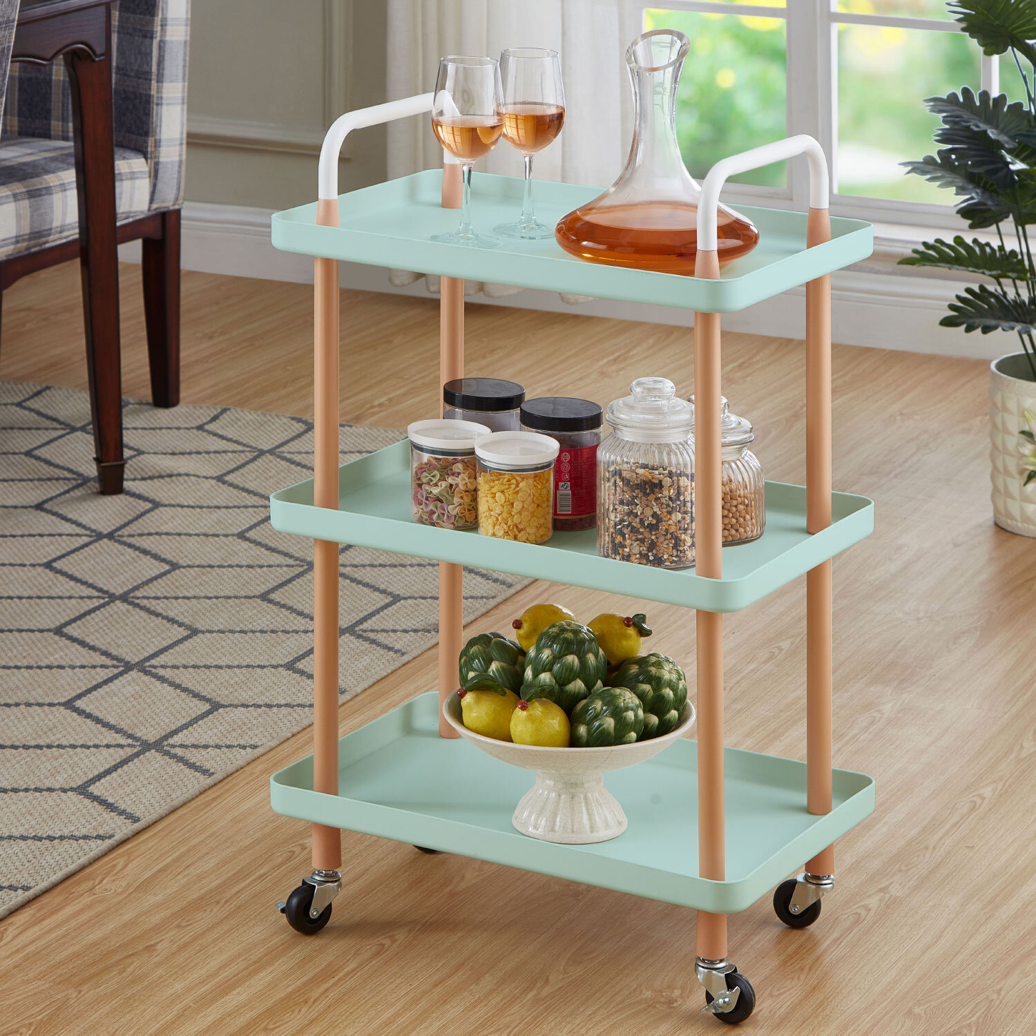 Ebern Designs 22 83 Wide Rolling Kitchen Cart With Stainless Steel   2283 Wide Rolling Kitchen Cart With Stainless Steel Top 