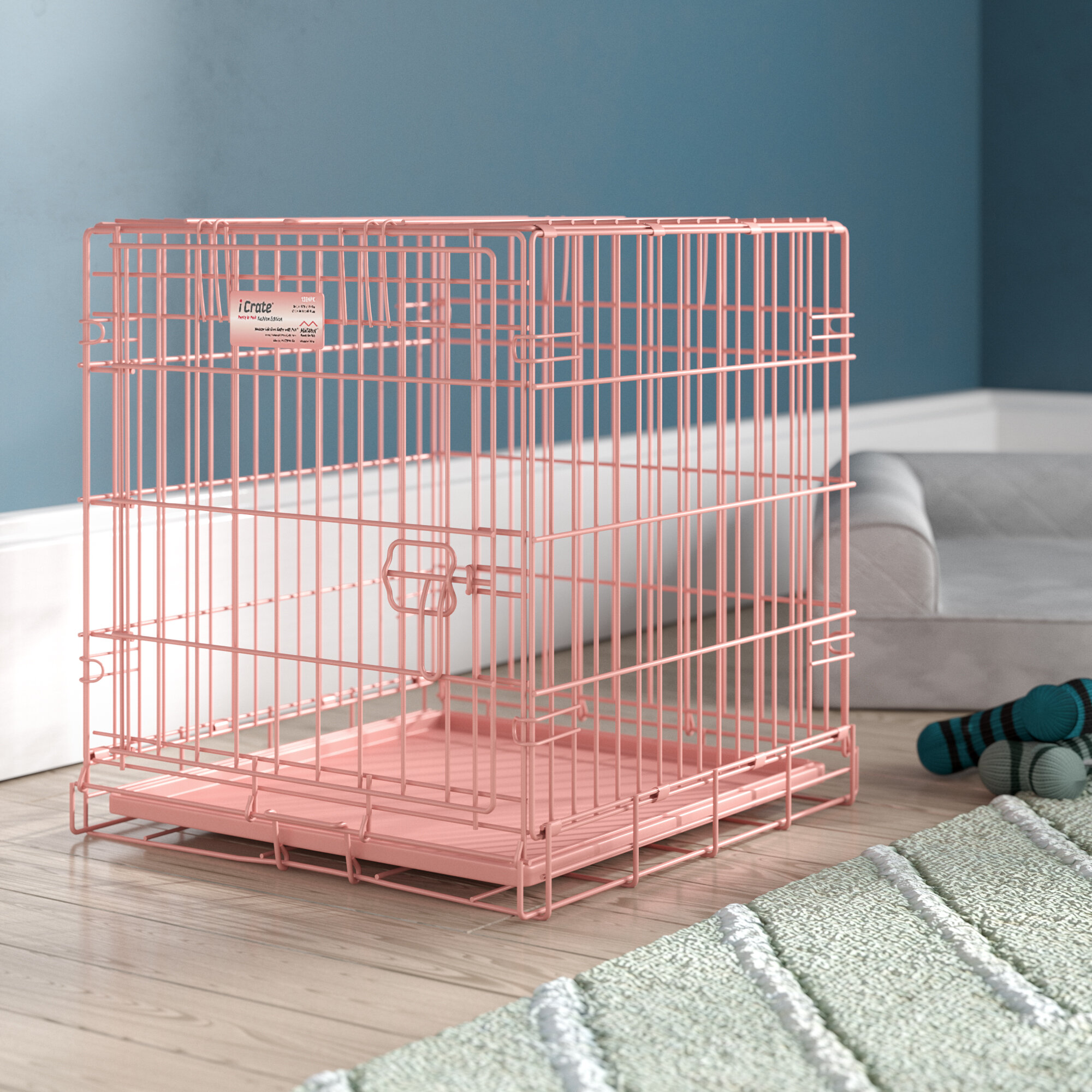 small pink dog crate