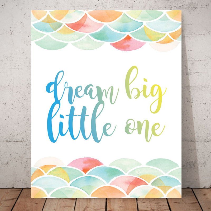 Children Inspire Design Dream Big Little One Mermaid Canvas Art